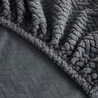 Gray corduroy blanket with textured ribbed weave as decorbites jacquard sofa cover for living room use