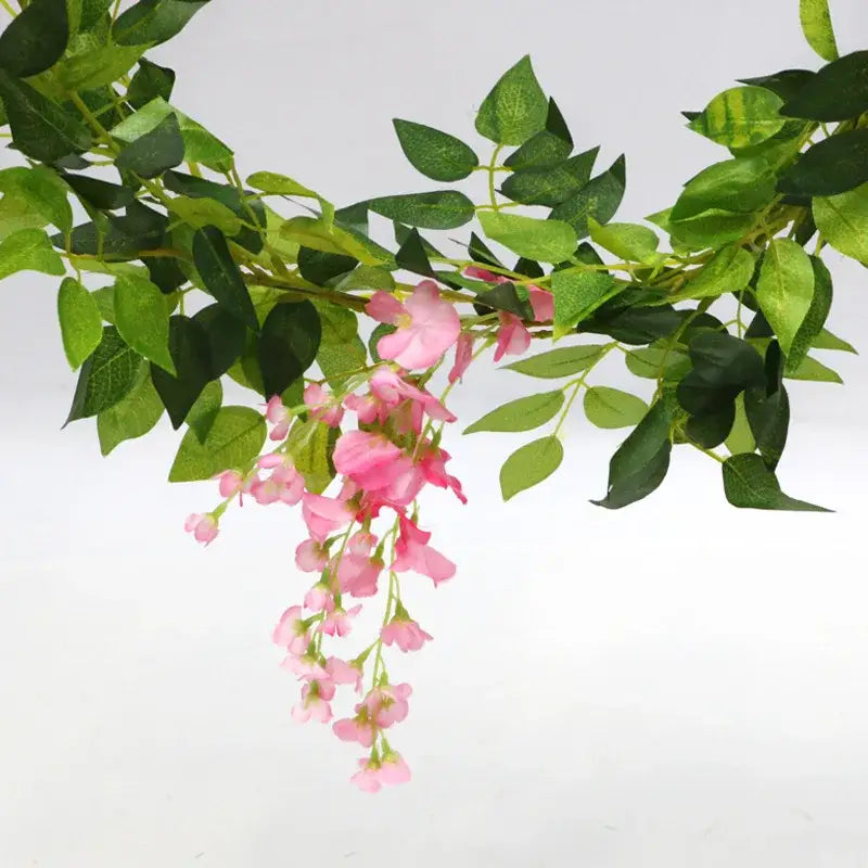 Green and white artificial flowers garden wedding arch decor featuring delicate decorbites artificial pink wisteria vine