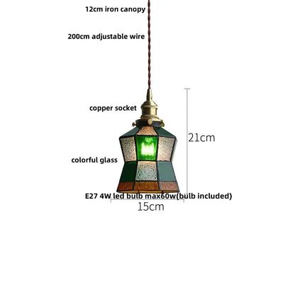Vintage-style green glass pendant light with copper canopy and brass accents for dining room decorbites copper canopy led