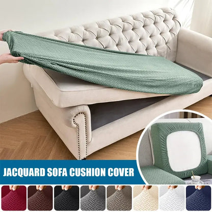 Green jacquard sectional sofa couch cover with textured woven pattern for living room cushion case