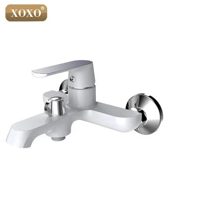 Xoxo brand green and orange chrome shower faucet set with wall-mounted bathtub faucet and handheld showerhead