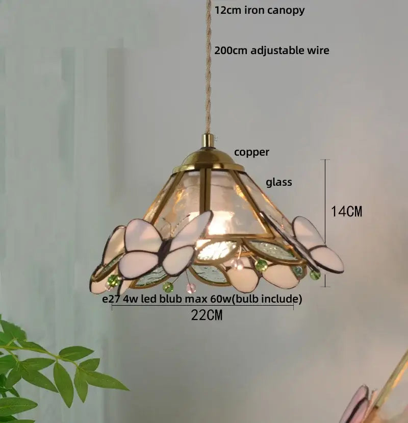 Green stained glass butterfly pendant light with pale pink clear glass panels copper accents decorbites clear glass led decor