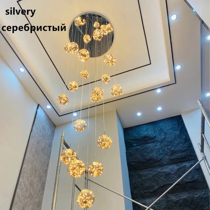 Gypsophila Glass Bubble Staircase Pendant Chandelier - Decorbites