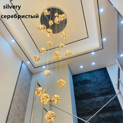 Gypsophila Glass Bubble Staircase Pendant Chandelier - Decorbites