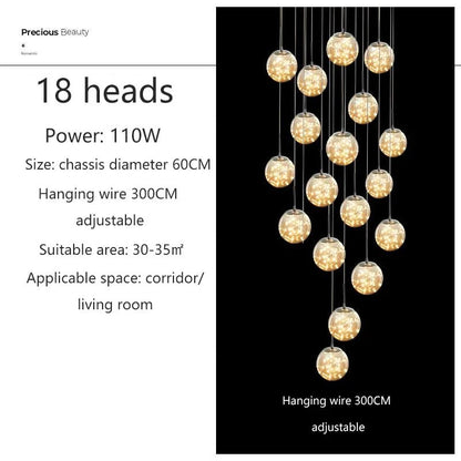 Gypsophila Glass Bubble Staircase Pendant Chandelier - Decorbites