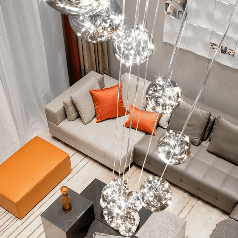 Gypsophila Glass Bubble Staircase Pendant Chandelier - Decorbites