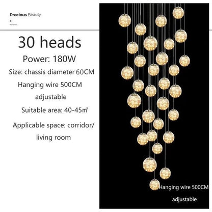 Gypsophila Glass Bubble Staircase Pendant Chandelier - Decorbites