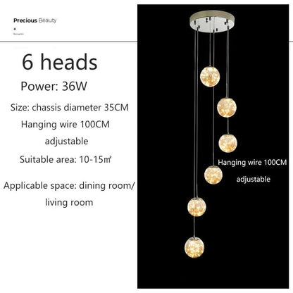 Gypsophila Glass Bubble Staircase Pendant Chandelier - Decorbites