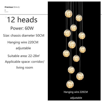 Gypsophila Glass Bubble Staircase Pendant Chandelier - Decorbites