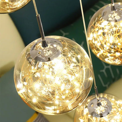 Gypsophila Glass Bubble Staircase Pendant Chandelier - Decorbites