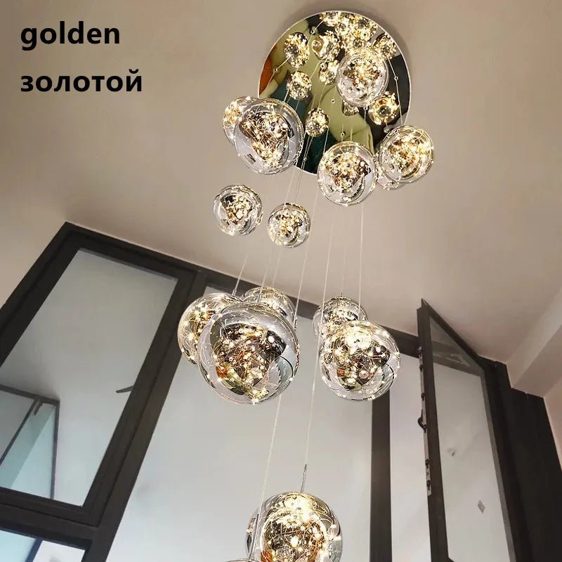 Gypsophila Glass Bubble Staircase Pendant Chandelier - Decorbites