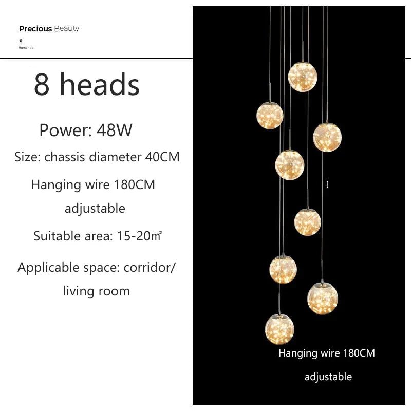 Gypsophila Glass Bubble Staircase Pendant Chandelier - Decorbites