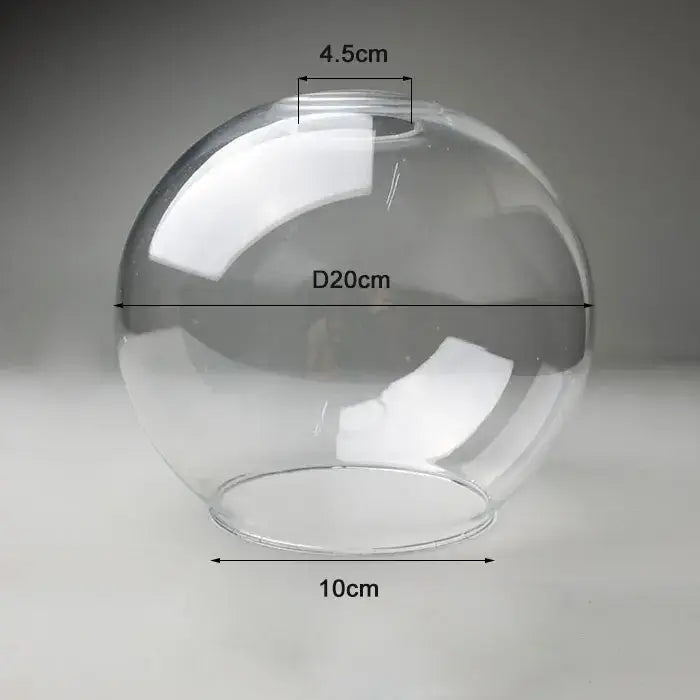 Hand blown clear glass globe lampshade with 20cm diameter and 10cm base for living room lighting