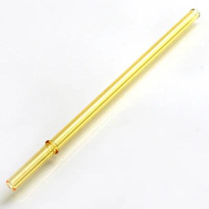 Hand blown golden-yellow glass straws with amber accents from decorbites glass straws kitchen drinkware set