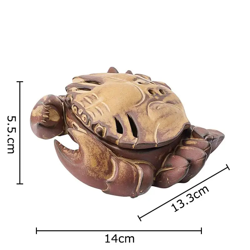 Hand carved brown two-tone crab ceramic incense burner with detailed carvings for living room decorbites crab ceramic tray