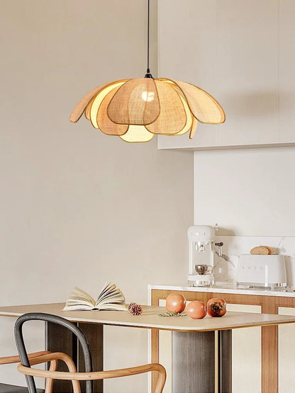 Hand-Woven Natural Rattan Petal Pendant Light - Decorbites