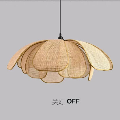 Hand-Woven Natural Rattan Petal Pendant Light - Decorbites