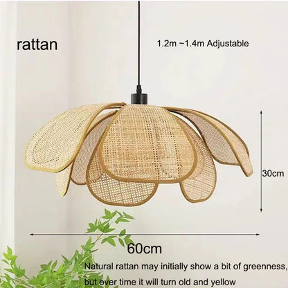 Hand-Woven Natural Rattan Petal Pendant Light - Decorbites
