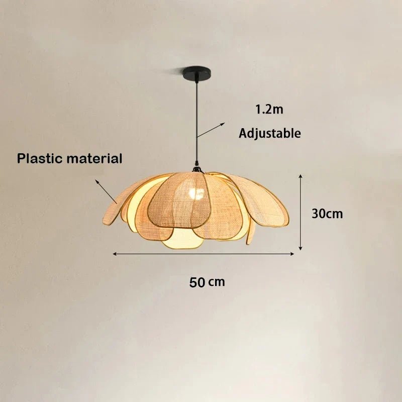 Hand-Woven Natural Rattan Petal Pendant Light - Decorbites