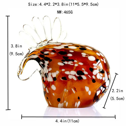 Handmade translucent amber glass sika deer figurine with black and white speckles for living room decor