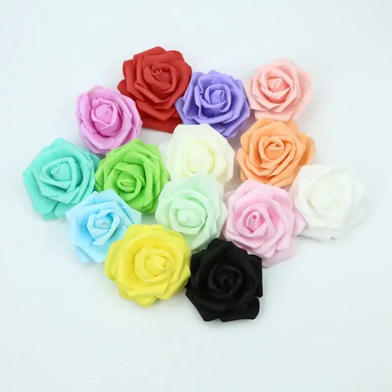 Handmade decorbites foam roses bouquet with colorful foam roses in red purple pink green yellow blue and black for wedding decor