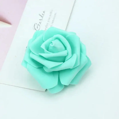 Handmade mint green foam roses flower with layered petals and soft texture for wedding decor by decorbites foam roses