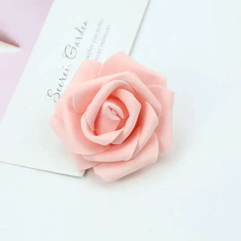 A delicate pink handmade foam roses flower with soft layered petals for wedding decor and bedroom bouquet by decorbites foam roses