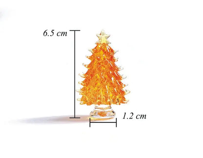 Handmade translucent amber glass crystal christmas tree mini figurine with clear base and star topper for decorbites decor