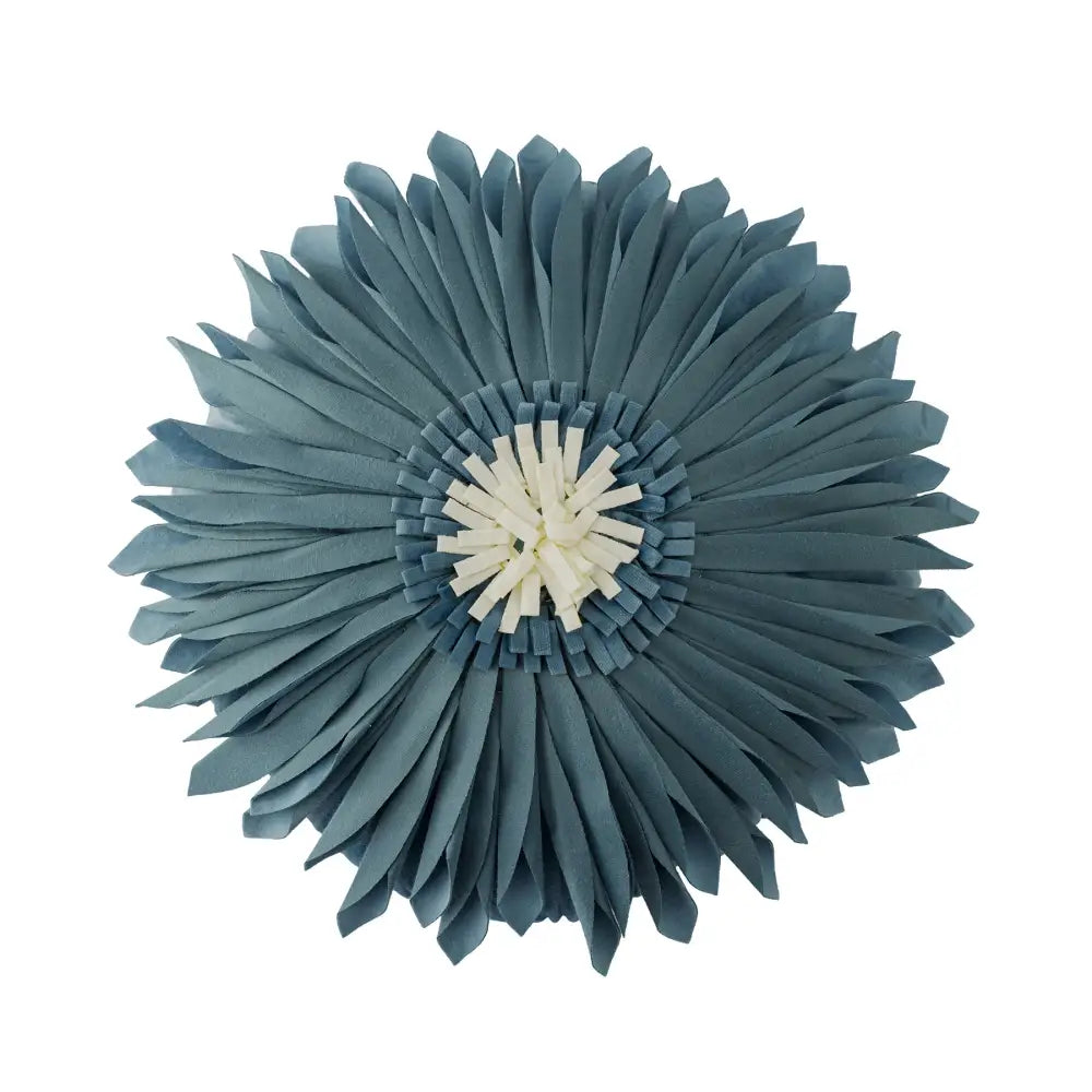 Handmade flower cushion cover decorbites featuring a teal-blue layered fabric wall hanging with white central design