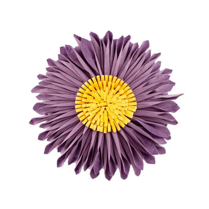 Purple and yellow layered felt petals on decorbites handmade flower cushion cover set for living room decor