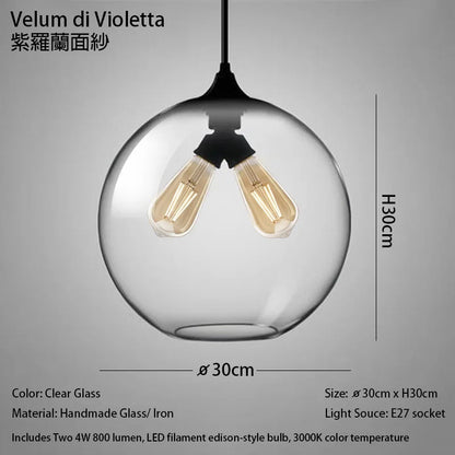 Handmade Glass Nordic Pendant Light With Chrome Finish - Decorbites