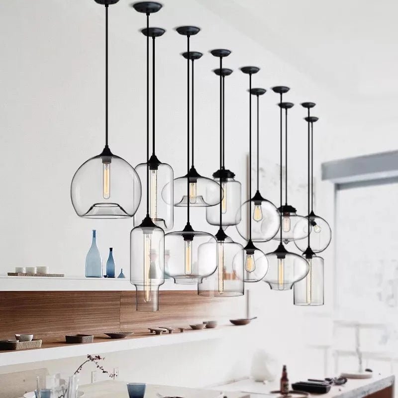 Handmade Glass Nordic Pendant Light With Chrome Finish - Decorbites