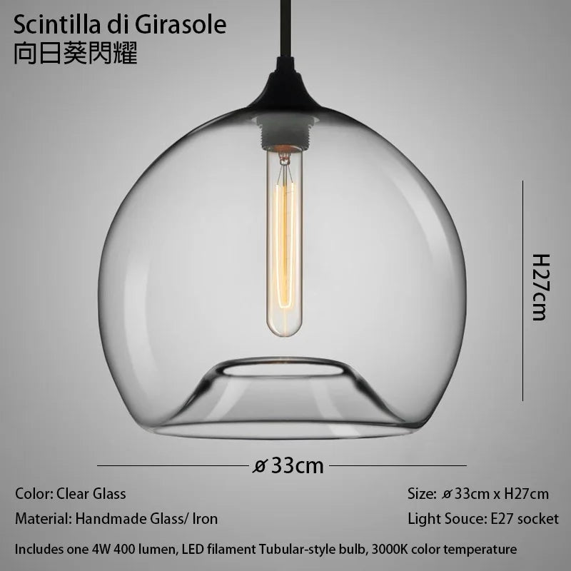 Handmade Glass Nordic Pendant Light With Chrome Finish - Decorbites
