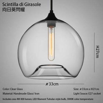 Handmade Glass Nordic Pendant Light With Chrome Finish - Decorbites