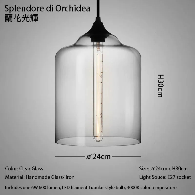 Handmade Glass Nordic Pendant Light With Chrome Finish - Decorbites