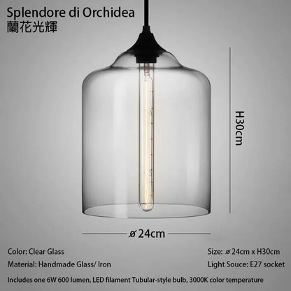 Handmade Glass Nordic Pendant Light With Chrome Finish - Decorbites