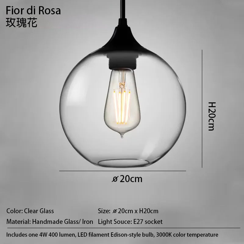 Handmade Glass Nordic Pendant Light With Chrome Finish - Decorbites
