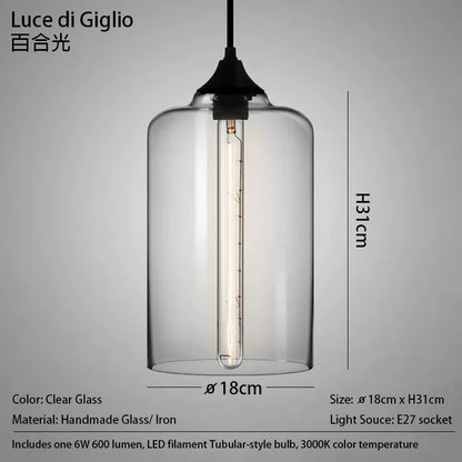Handmade Glass Nordic Pendant Light With Chrome Finish - Decorbites