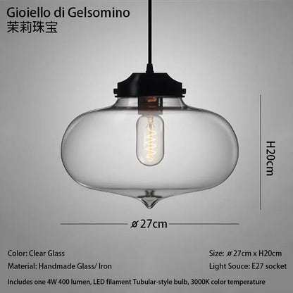 Handmade Glass Nordic Pendant Light With Chrome Finish - Decorbites