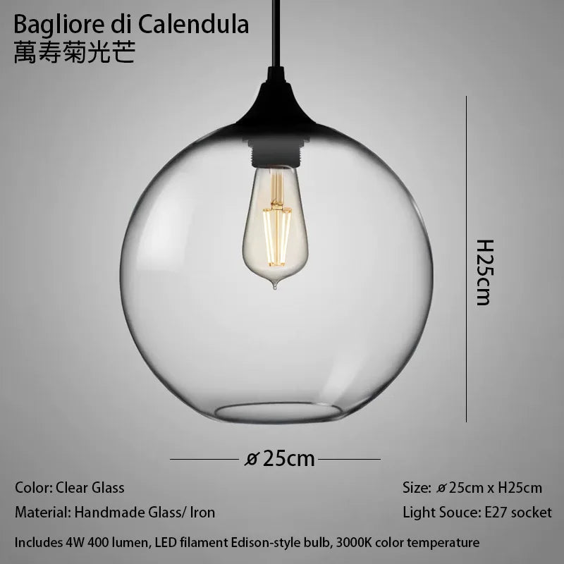 Handmade Glass Nordic Pendant Light With Chrome Finish - Decorbites