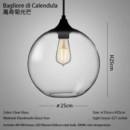 Handmade Glass Nordic Pendant Light With Chrome Finish - Decorbites