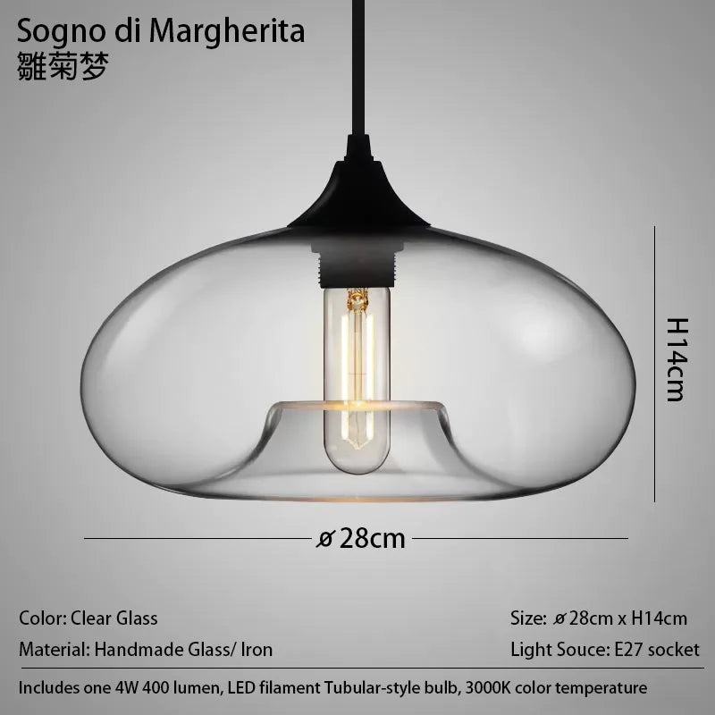 Handmade Glass Nordic Pendant Light With Chrome Finish - Decorbites