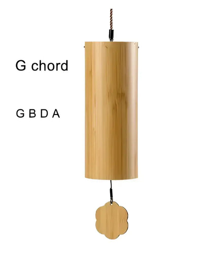 Handmade natural tan bamboo chord wind chimes with flower-shaped wooden clapper for garden decor