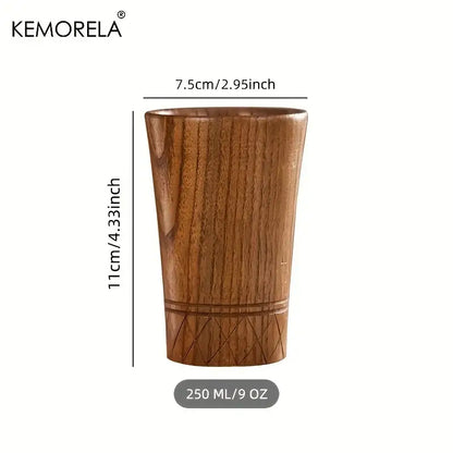 Kemorela handmade natural wooden tea tumbler in warm brown with subtle engraved geometric decorbites handmade natural finish