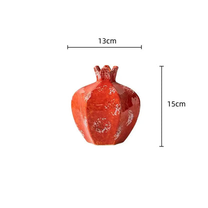 Glossy red decorbites handmade pomegranate ceramic vase with faceted segmented body for living room decor