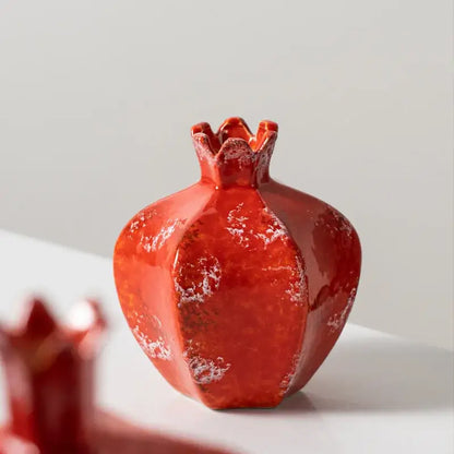 Vibrant red decorbites handmade pomegranate ceramic vase with glossy textured finish for living room decor