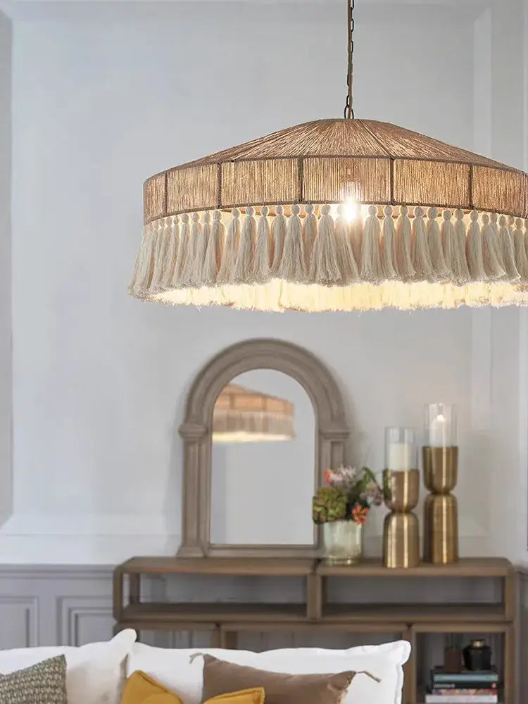 Beige woven decorbites handmade rattan pendant light with tassels for dining room pendant lights decorbites handmade rattan