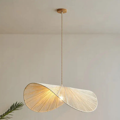 A modern decorbites handmade rattan pendant lamp with twisted natural beige rope design for dining room decor