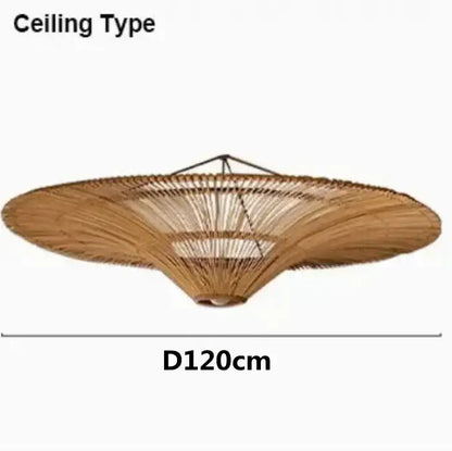 A handmade rattan wicker chandelier in natural beige with a tiered woven bamboo design for dining room decorbites