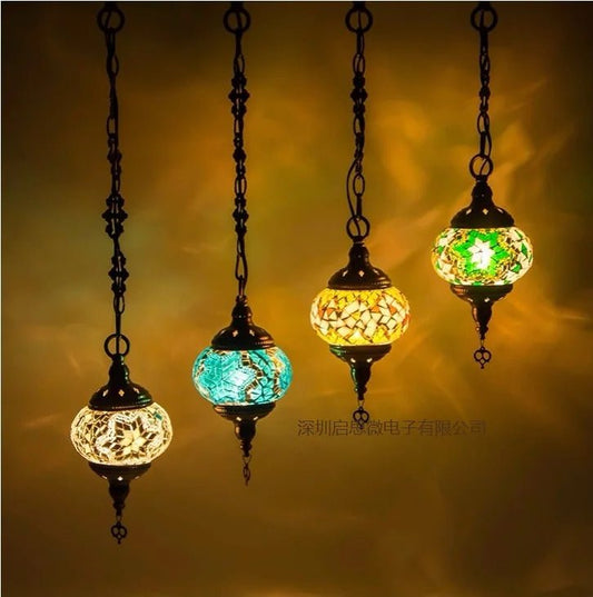 Handmade Turkish Mosaic Glass Pendant Light - Decorbites